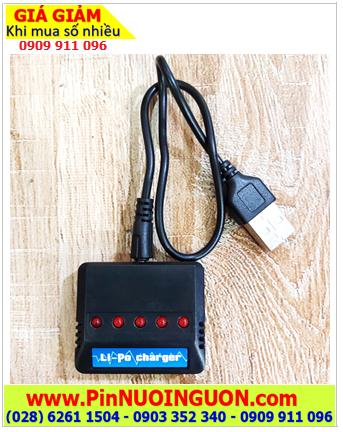 LI-PO CHARGER, SẠC PIN LITHIUM LI-POLYMER 3.7v có cổng USB chính hãng (CÓ 5 cổng sạc _ mỗi lần sạc được 1 đến 5 Pin LiPo)